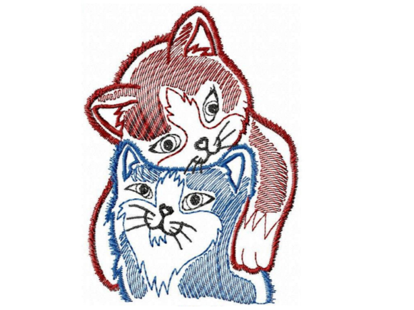 Valentine's Cats Embroidery Design